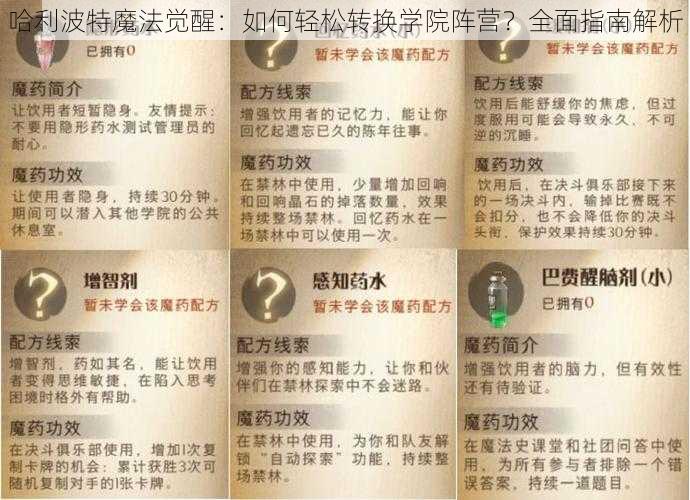 哈利波特魔法觉醒：如何轻松转换学院阵营？全面指南解析