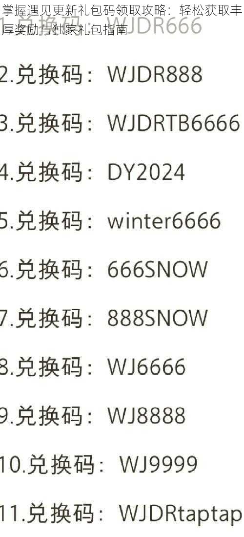 掌握遇见更新礼包码领取攻略：轻松获取丰厚奖励与独家礼包指南