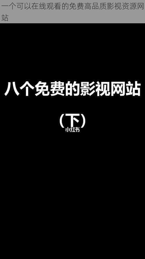 一个可以在线观看的免费高品质影视资源网站