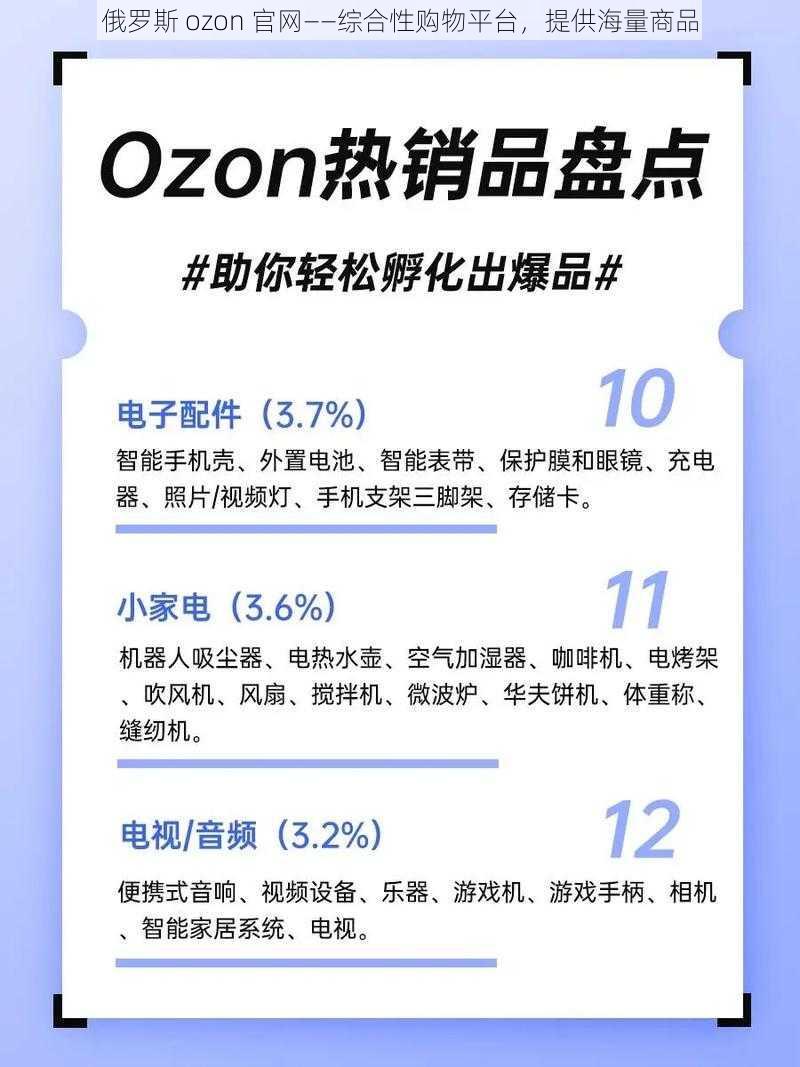 俄罗斯 ozon 官网——综合性购物平台，提供海量商品