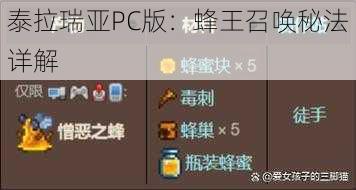 泰拉瑞亚PC版：蜂王召唤秘法详解