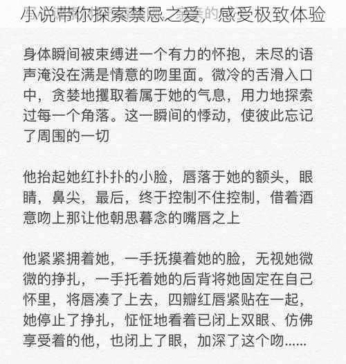 小说带你探索禁忌之爱，感受极致体验