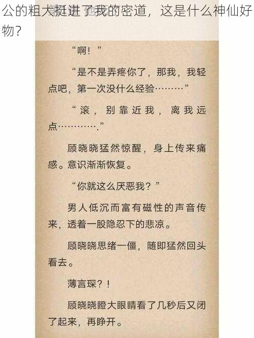 公的粗大挺进了我的密道，这是什么神仙好物？