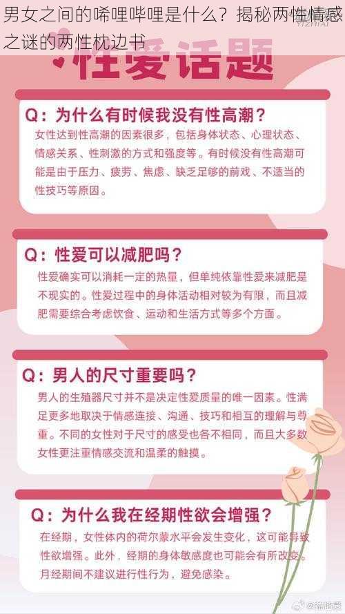 男女之间的唏哩哔哩是什么？揭秘两性情感之谜的两性枕边书