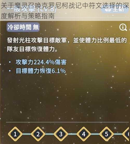 关于魔灵召唤克罗尼柯战记中符文选择的深度解析与策略指南