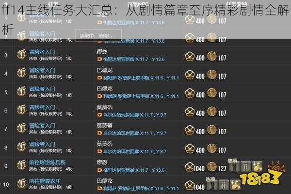 ff14主线任务大汇总：从剧情篇章至序精彩剧情全解析