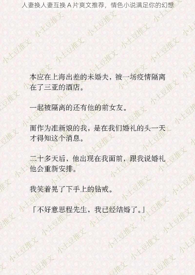 人妻换人妻互换 A 片爽文推荐，情色小说满足你的幻想